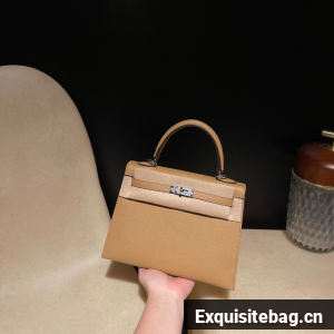 Hermes original Kelly Epsom Leather KL25 gold brown