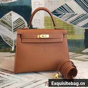 Hermes original Kelly Epsom Leather KL32 brown