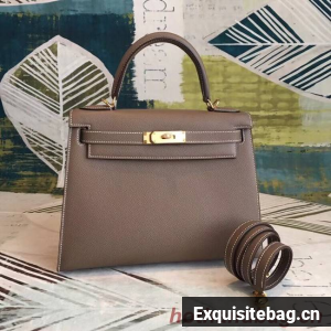Hermes original Kelly Epsom Leather KL32 dark grey