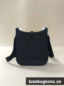 Hermes Evelyne mini 17cm Original Calf Leather Messenger Bag H1187 Black