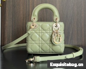 Lady Dior Micro Bag light green Cannage Lambskin S0856O