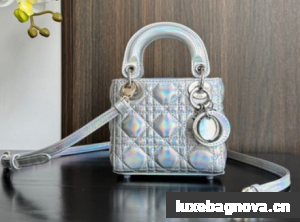 Lady Dior Micro Bag silver Cannage Lambskin S0856O