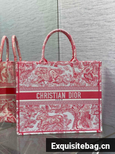Large Dioriviera Dior Book Tote Candy Pink Toile de Jouy Embroidery M1286ZE