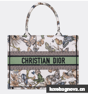 MEDIUM DIOR BOOK TOTE White Multicolor Toile de Jouy Mexico Embroidery M1296ZE