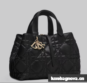 MEDIUM DIOR TOUJOURS BAG Latte Macrocannage Calfskin M2821OS black