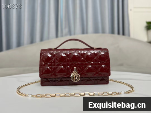 MISS DIOR MINI BAG Patent Cannage Calfskin S0980O Wine