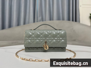 MISS DIOR MINI BAG Patent Cannage Calfskin S0980O gray
