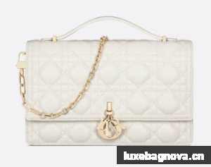 MISS DIOR TOP HANDLE BAG Latte Cannage Lambskin M0997ONG white