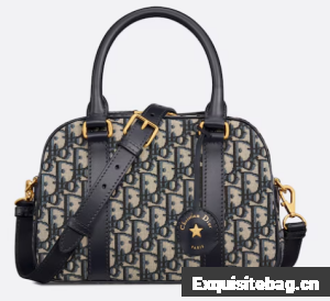 Medium D-Vibe Bowling Bag Blue Dior Oblique Jacquard M1340UTZQ