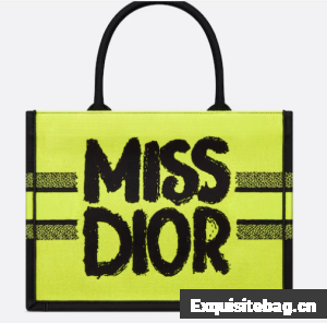 Medium Dior Book Tote Green and Blue Miss Dior Graffiti Embroidery M1296ZEZD