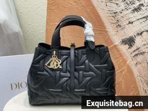 Medium Dior Toujours Bag Rope Graphic Cannage M2821OSIY black