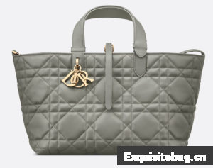Medium Dior Toujours Bag Stone Gray Macrocannage Calfskin M2821O