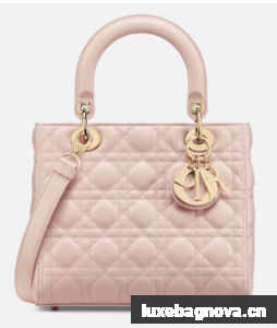 Medium Lady Dior Bag Cannage Lambskin M0565ON Powder Pink