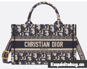 Mini Dior Book Tote Blue Dior Oblique Embroidery S5573C