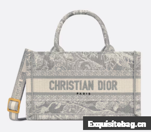 Mini Dior Book Tote Gray Toile de Jouy Reverse Embroidery S5573CR