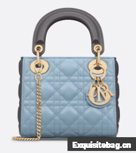 Mini Lady Dior Bag Two-Tone Sky Blue and Steel Gray Cannage Lambskin M0505ONI