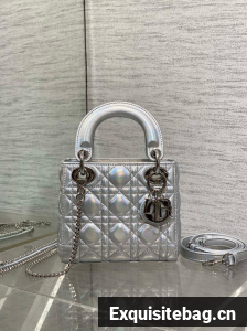 Mini Lady Dior My ABCDior Bag Cannage Lambskin M0505O Silver