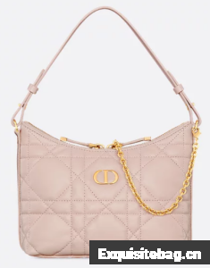 Miss Caro Diorling Mini Bag with Chain Powder Pink Macrocannage Lambskin S5253U