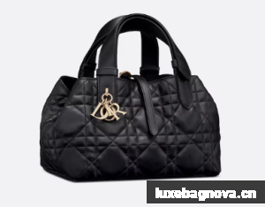 SMALL DIOR TOUJOURS BAG Macrocannage Calfskin M2822O black