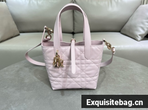 Small Dior Toujours Vertical Tote Bag pink Macrocannage Calfskin M2835OSNW