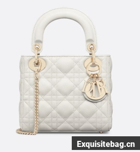 MINI LADY DIOR BAG Lambskin M0566OW white&gold