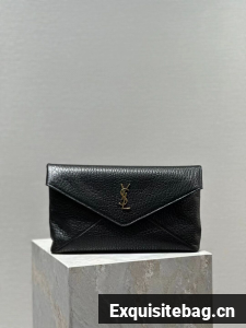 SAINT LAUREN CASSANDRE LARGE ENVELOPE POUCH IN LAMBSKIN 778181 BLACK