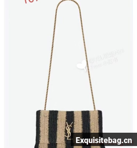 SAINT LAUREN MEDIUM JAMIE IN RAFFIA Y873804 apricot&black