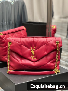 SAINT LAUREN PUFFER SMALL CHAIN BAG Y777476 red
