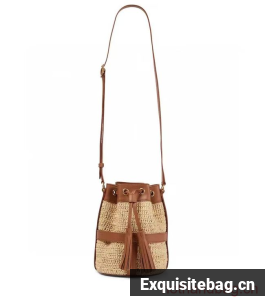 SAINT LAURENT IN RAFFIA AND LEATHER Shoulder Bag Y998223 apricot