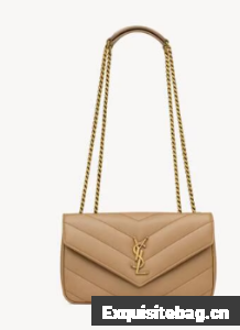 SAINT LAURENT LOULOU SMALL IN MATELASSE LAMBSKIN 801437 NATURAL TAN