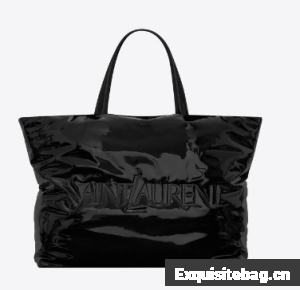 SAINT LAURENT MAXI TOTE IN PATENT CANVAS 756269 BLACK