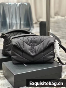 SAINT LAURENT MEDIUM PUFFER IN QUILTED NYLON AND LEATHER Y988336 BLACK