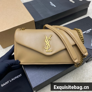 Saint Laurent CALYPSO small in plunged lambskin 734153 CARAMEL COGNAC