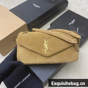 Saint Laurent CALYPSO small in plunged suede 734153 CARAMEL COGNAC