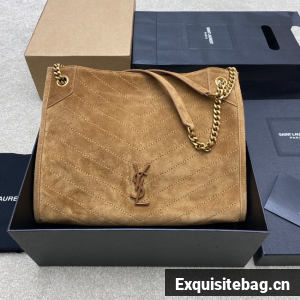 Saint Laurent NIKI MEDIUM SHOPPING IN SUEDE 577999 brown