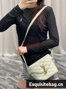 SAINT LAUREN JUNE BOX BAG IN QUILTED LAMBSKIN 7100801 cream