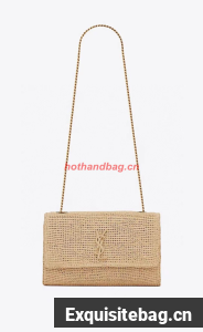 SAINT LAUREN KATE 99 CHAIN BAG IN RAFFIA Y685384 apricot