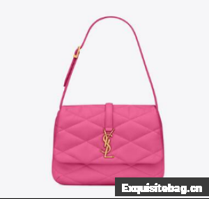 SAINT LAUREN LE 57 HOBO SHOULDER BAG IN QUILTED LAMBSKIN 698567 LIPSTICK FUCHSIA