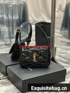 SAINT LAUREN PATENT LEATHER LE 57 HOBO BAG 698567 black