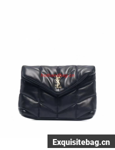 SAINT LAUREN PUFFER SMALL POUCH IN QUILTED LAMBSKIN 6508801 black&silver