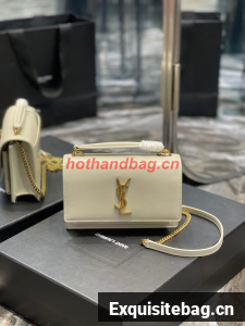 SAINT LAUREN SUNSET CHAIN WALLET IN SMOOTH LEATHER 533026 WHITE