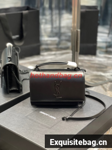 SAINT LAUREN SUNSET CHAIN WALLET IN SMOOTH LEATHER A533026 black