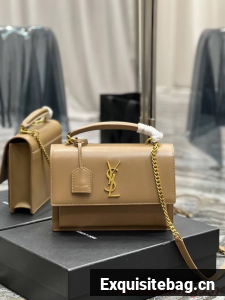 SAINT LAUREN SUNSET MEDIUM TOP HANDLE IN SMOOTH LEATHER 634723 apricot