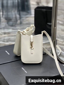 SAINT LAURENT LE 5 A 7 MINI VERTICAL IN SHINY LEATHER 7352142 BLANC VINTAGE