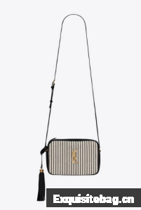 SAINT LAURENT LOU CAMERA BAG IN CANVAS AND SMOOTH LEATHER 612542 CREAM ET NOIR