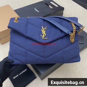 SAINT LAURENT LOULOU LARGE CHAIN BAG IN CANVAS 577475 BLUE