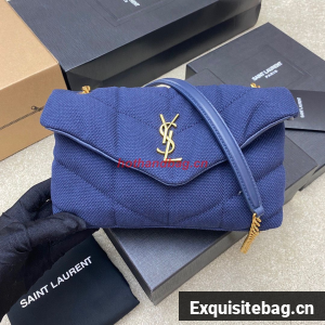 SAINT LAURENT LOULOU SMALL CHAIN BAG IN CANVAS 620333 BLUE