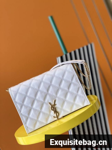 SAINT LAURENT MONOGRAM CHAIN WALLET IN LEATHER 629246 white