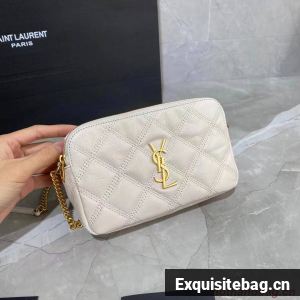 SAINT LAURENT MONOGRAM CHAIN WALLET IN LEATHER 655941 WHITE