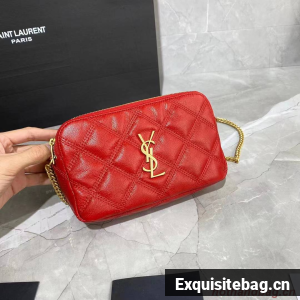 SAINT LAURENT MONOGRAM CHAIN WALLET IN LEATHER 655941 red